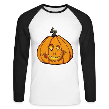 Funny Halloween Pumpkin - Unisex Long Sleeve Baseball T-Shirt - white/black - Front - Nik (191cm)