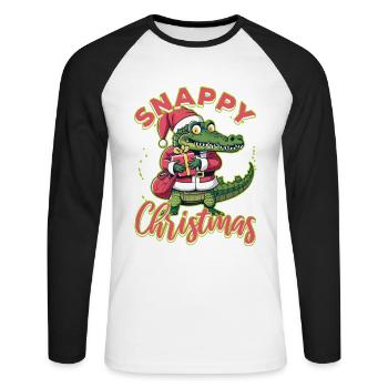 Snappy christmas - Unisex Long Sleeve Baseball T-Shirt - white/black - Front - Nik (191cm)