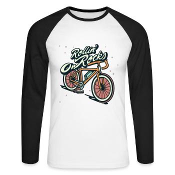 Gravel Bike Gravel Bikes Gravel Rollin On Rocks - Unisex Long Sleeve Baseball T-Shirt - white/black - Front - Nik (191cm)