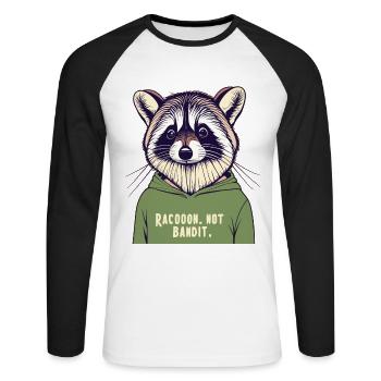 Waschbär Waschbär Bébé raton laveur n’est pas un bandit - T-shirt baseball manches longues Homme - blanc/noir - Devant - Nik (191cm)