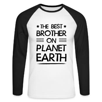 Bester Bruder Spruch - Unisex Baseballshirt langarm - Weiß/Schwarz - Vorne - Nik (191cm)