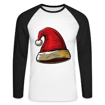 Bonnet de Noël chapeau de père Noël - T-shirt baseball manches longues Homme - blanc/noir - Devant - Nik (191cm)