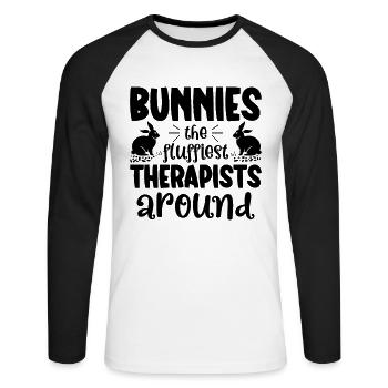 Bunny Owner Bunny Lover Bunny Mother Bunny Daddy - Unisex Long Sleeve Baseball T-Shirt - white/black - Front - Nik (191cm)