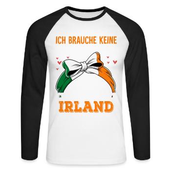 Irland - Unisex Baseballshirt langarm - Weiß/Schwarz - Vorne - Nik (191cm)