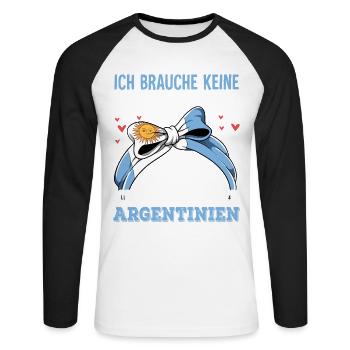 Argentinien - Unisex Baseballshirt langarm - Weiß/Schwarz - Vorne - Nik (191cm)