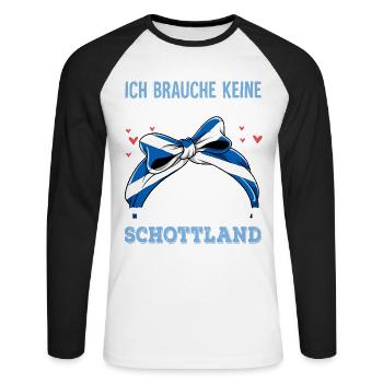 Schottland - Unisex Baseballshirt langarm - Weiß/Schwarz - Vorne - Nik (191cm)