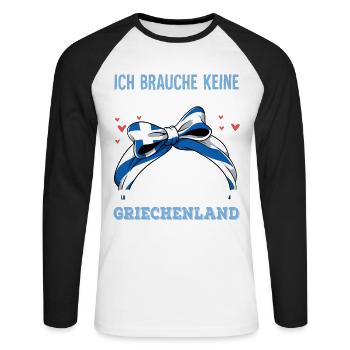 Griechenland - Unisex Baseballshirt langarm - Weiß/Schwarz - Vorne - Nik (191cm)