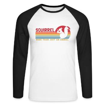 L’écureuil plus qu’un animal Écureuil Eichhörnchen - T-shirt baseball manches longues Homme - blanc/noir - Devant - Nik (191cm)