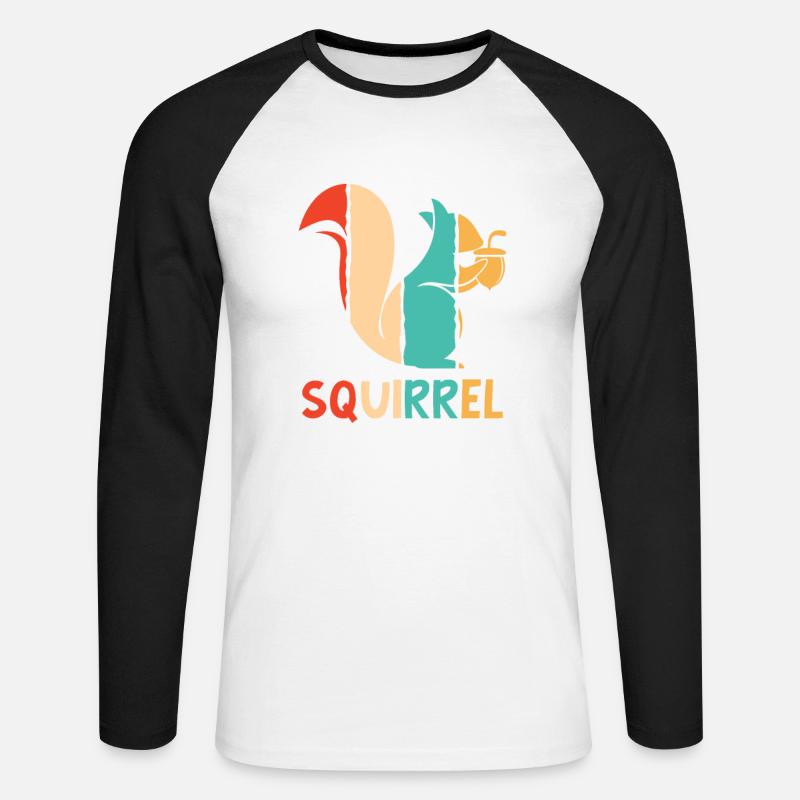 Retro Grauhörnchen Squirrel Fuchshörnchen - Unisex Baseballshirt langarm - Weiß/Schwarz