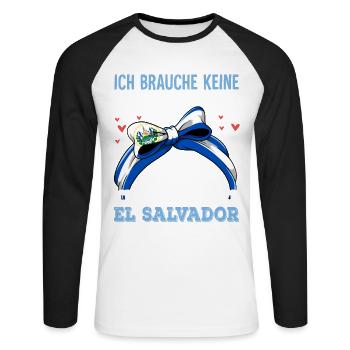 El Salvador - Unisex Baseballshirt langarm - Weiß/Schwarz - Vorne - Nik (191cm)