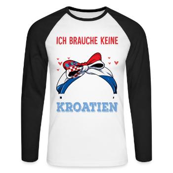 Kroatien - Unisex Baseballshirt langarm - Weiß/Schwarz - Vorne - Nik (191cm)