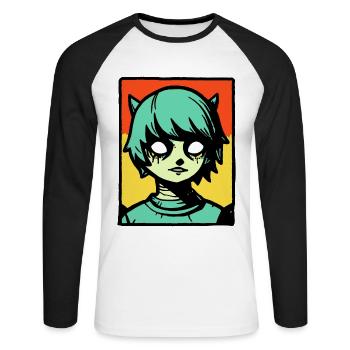 Anime Manga Cartoon Japan Cat Boy - Unisex Long Sleeve Baseball T-Shirt - white/black - Front - Nik (191cm)