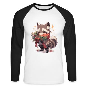 Raton laveur, raton laveur, raton laveur, bébé garde ours - T-shirt baseball manches longues Homme - blanc/noir - Devant - Nik (191cm)