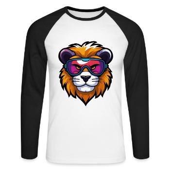 Löwe Ski Brille Comic - Unisex Baseballshirt langarm - Weiß/Schwarz - Vorne - Nik (191cm)