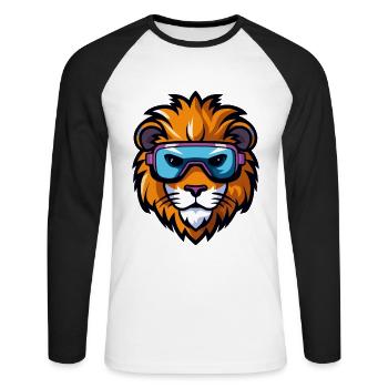 Ski Löwe Comic - Unisex Baseballshirt langarm - Weiß/Schwarz - Vorne - Nik (191cm)