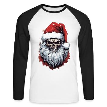 Bad Santa Ugly Christmas Santa Claus Gift - Unisex Long Sleeve Baseball T-Shirt - white/black - Front - Nik (191cm)