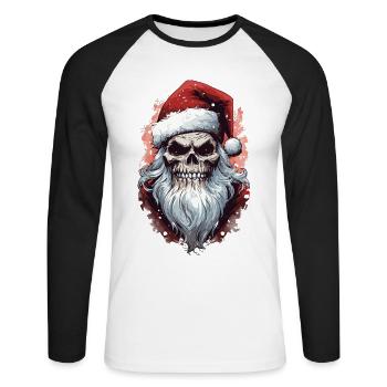 Bad Santa Ugly Christmas Santa Claus Gift - Unisex Long Sleeve Baseball T-Shirt - white/black - Front - Nik (191cm)