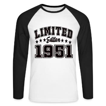 Édition limitée 1951 - T-shirt baseball manches longues Homme - blanc/noir - Devant - Nik (191cm)
