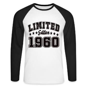Édition limitée 1960 - T-shirt baseball manches longues Homme - blanc/noir - Devant - Nik (191cm)