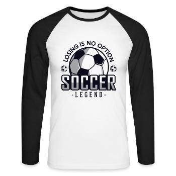 Losing is no Option Fußballprofi Fußballgott - Unisex Baseballshirt langarm - Weiß/Schwarz - Vorne - Nik (191cm)