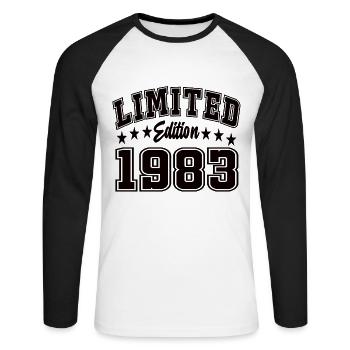 Édition limitée 1983 - T-shirt baseball manches longues Homme - blanc/noir - Devant - Nik (191cm)