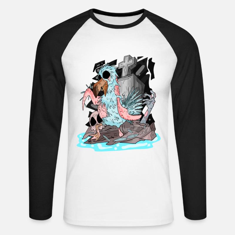 Zombie Möwe - Unisex Baseballshirt langarm - Weiß/Schwarz