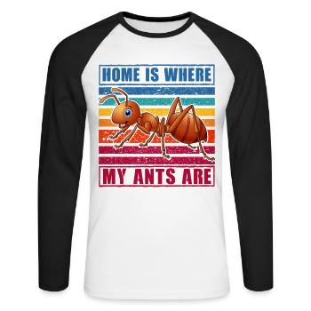 Home is where my Ants are - Unisex Long Sleeve Baseball T-Shirt - white/black - Front - Nik (191cm)