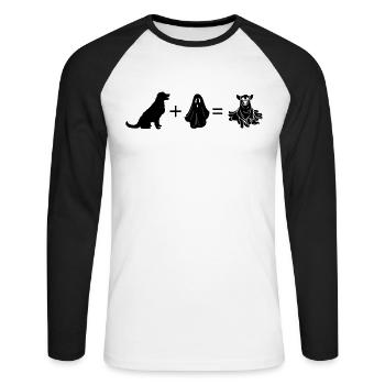 Funny Halloween Dog + Ghost = Dog Ghost - Unisex Baseballshirt langarm - Weiß/Schwarz - Vorne - Nik (191cm)