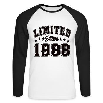 Édition limitée 1988 - T-shirt baseball manches longues Homme - blanc/noir - Devant - Nik (191cm)