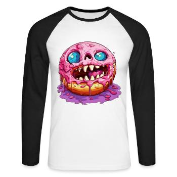Beignet de monstre laid - T-shirt baseball manches longues Homme - blanc/noir - Devant - Nik (191cm)
