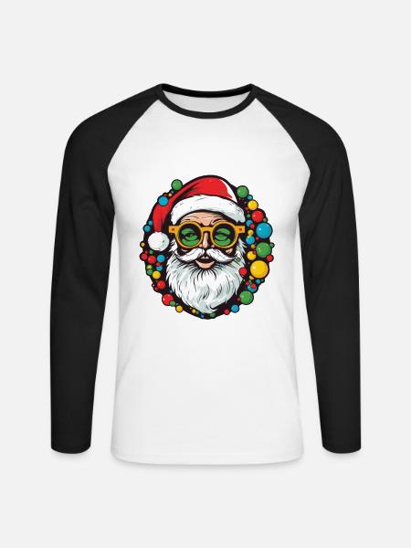 Weihnachtsmann Christmas Santa - Unisex Baseballshirt langarm - Weiß/Schwarz