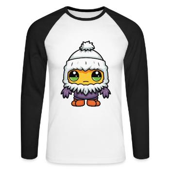 Erkältung Winter Comic Eskimo - Unisex Baseballshirt langarm - Weiß/Schwarz - Vorne - Nik (191cm)