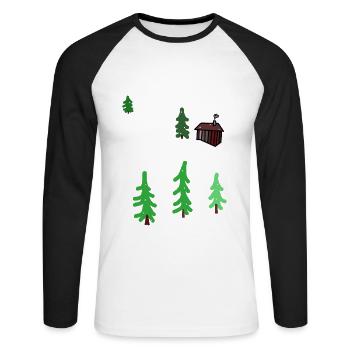 Winter Mountain Hut Solitude Christmas Snow - Unisex Long Sleeve Baseball T-Shirt - white/black - Front - Nik (191cm)