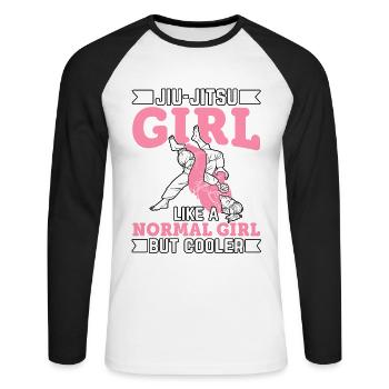 Fille de Jiu-Jitsu comme une fille normale mais plus cool - T-shirt baseball manches longues Homme - blanc/noir - Devant - Nik (191cm)