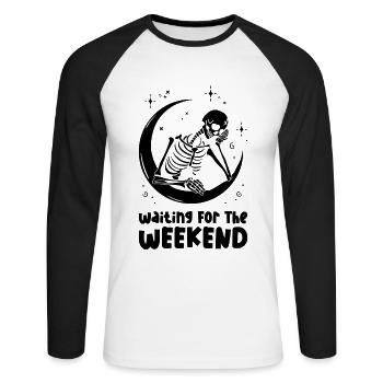 Night owl meme that stays late at night - Unisex Long Sleeve Baseball T-Shirt - white/black - Front - Nik (191cm)