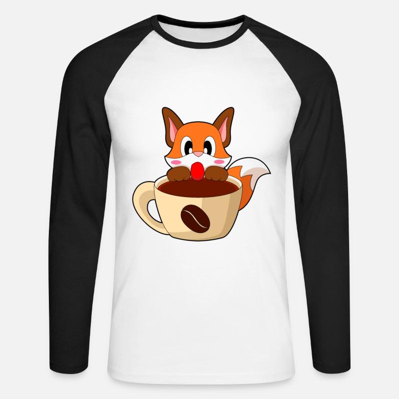Fuchs Kaffee Tasse - Unisex Baseballshirt langarm - Weiß/Schwarz