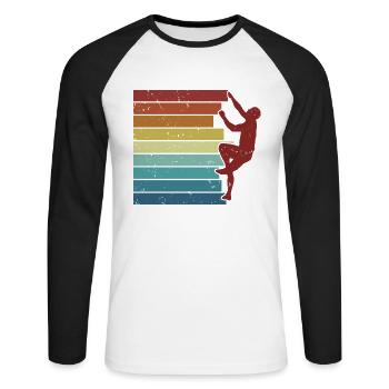 Retro Bouldering Speed Climbing Sport Climbing - Unisex Long Sleeve Baseball T-Shirt - white/black - Front - Nik (191cm)