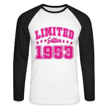 Édition limitée 1953 - T-shirt baseball manches longues Homme - blanc/noir - Devant - Nik (191cm)