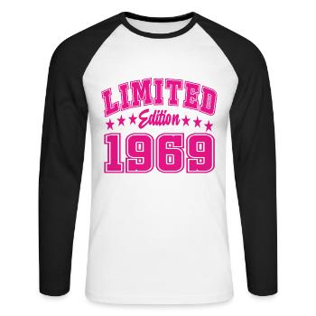 Édition limitée 1969 - T-shirt baseball manches longues Homme - blanc/noir - Devant - Nik (191cm)