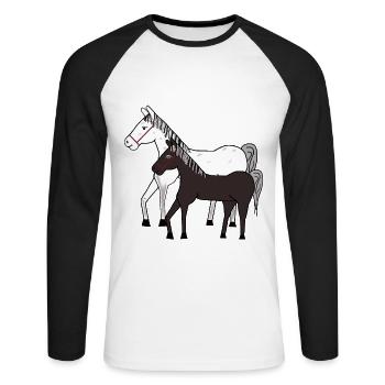 Chevaux, Cheval, Poney, Cheval Fou, Enfants, Poney Ferme, Équitation - T-shirt baseball manches longues Homme - blanc/noir - Devant - Nik (191cm)