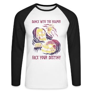 Lustiger Sensenmann-liebhaber Halloween Horror - Unisex Baseballshirt langarm - Weiß/Schwarz - Vorne - Nik (191cm)