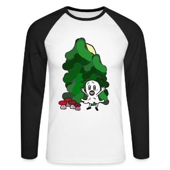 Wald Gespenst Geist Oktober Pilze Tannen Natur - Unisex Baseballshirt langarm - Weiß/Schwarz - Vorne - Nik (191cm)