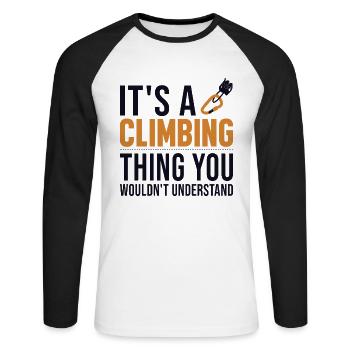C’est un truc d’escalade Sportklettern Speedklettern - T-shirt baseball manches longues Homme - blanc/noir - Devant - Nik (191cm)