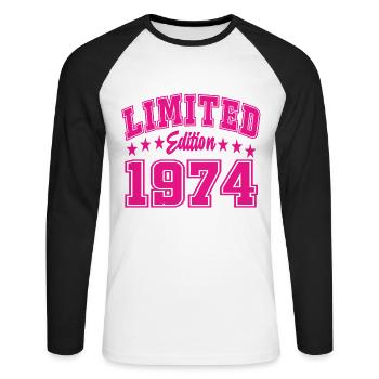 Édition limitée 1974 - T-shirt baseball manches longues Homme - blanc/noir - Devant - Nik (191cm)