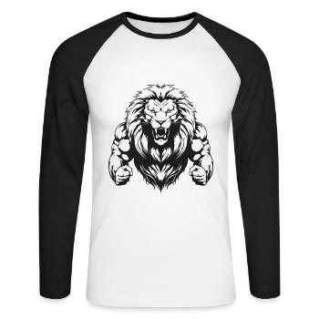 Leo Muscles Bodybuilding - Unisex Long Sleeve Baseball T-Shirt - white/black - Front - Nik (191cm)