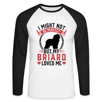 Briard ist nicht perfekt Berger de Brie - Unisex Baseballshirt langarm - Weiß/Schwarz - Vorne - Nik (191cm)