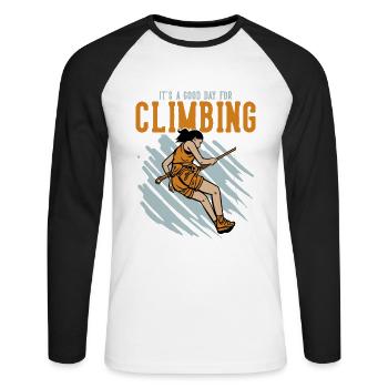 Bonne journée pour l’escalade Sportklettern Speedklettern - T-shirt baseball manches longues Homme - blanc/noir - Devant - Nik (191cm)