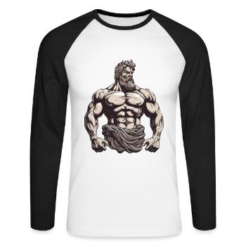 Muscles Workout Gym Bodybuilder - T-shirt baseball manches longues Homme - blanc/noir - Devant - Nik (191cm)
