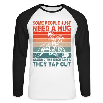 Brazilian Jiu-Jitsu Lustiger Spruch - Unisex Baseballshirt langarm - Weiß/Schwarz - Vorne - Nik (191cm)