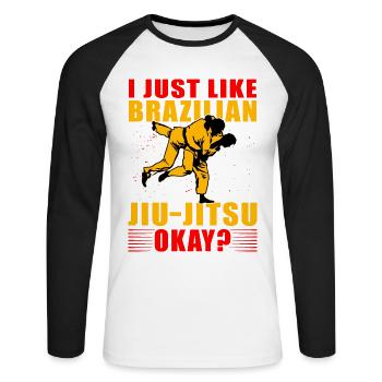 J’aime juste le jiu-jitsu brésilien, d’accord ? - T-shirt baseball manches longues Homme - blanc/noir - Devant - Nik (191cm)